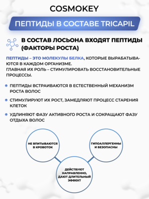 Купить Cosmokey Tricapil 5% Лосьон - активатор роста волос с тройным пептидным комплексом, 50 мл фото 3