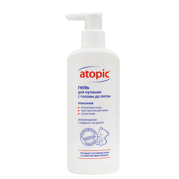 Atopic Атопик Гель для купания детский с головы до пяток флакон, от атопического дерматита 250 мл