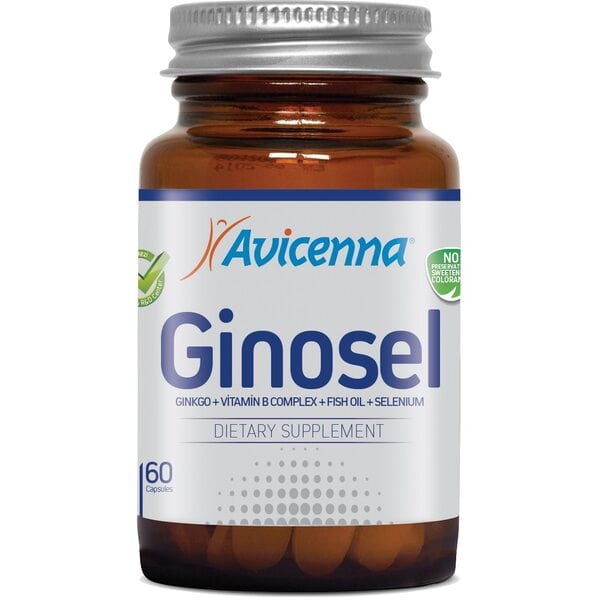 Купить Гиносел (гинкго билоба, селен, омега-3 и комплекс В), Авиценна, 60 капсул фото 