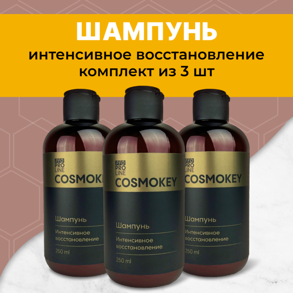 Cosmokey / Космокей Шампунь интенсивное восстановление для поврежденных волос, 250 мл, набор 3 уп.