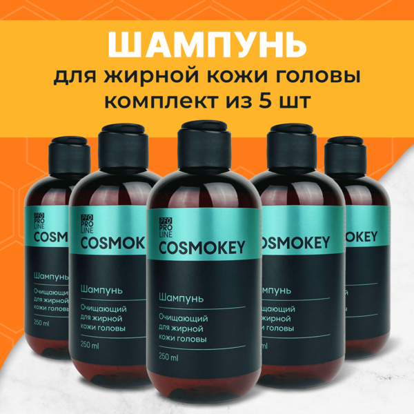 Cosmokey / Космокей Шампунь очищающий для жирной кожи головы, 250 мл, набор 5 уп.