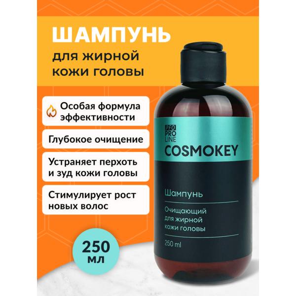 Купить Cosmokey / Космокей Шампунь очищающий для жирной кожи головы, 250 мл фото 