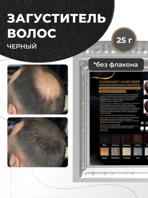 Cosmokey / Космокей Сменный блок загустителя для волос, черный (black), 25 г