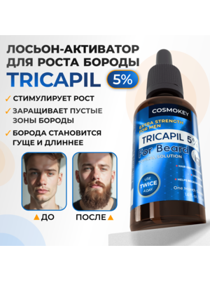 Cosmokey Tricapil FOR BEARD 5% Лосьон - активатор роста бороды, 50 мл