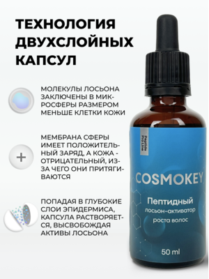 Cosmokey / Космокей Набор для стимуляции роста волос с пептидами, шампунь + кондиционер + лосьон 6 Купить Cosmokey / Космокей Набор для стимуляции роста волос с пептидами, шампунь + кондиционер + лосьон фото 6