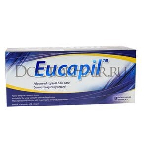 Eucapil (Эвкапил) - ампулы препятствующие выпадению волос на 1 месяц, Эвкапил от выпадения волос, ампулы от выпадения волос Eucapil, 30 ампул по 2 мл