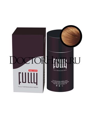 Fully Загуститель для волос Light brown (светло-коричневый), маскирующая пудра для загущения волос, загуститель для волос и бороды, камуфляж для волос, маскировка выпадения волос и отросших корней, 23 г