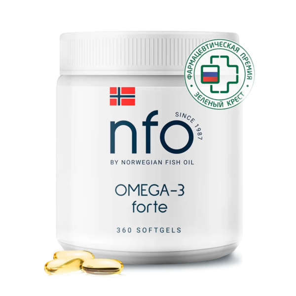 NFO Омега-3 Форте, рыбий жир Норвегиан Фиш Оил, 1000 мг, 360 капсул