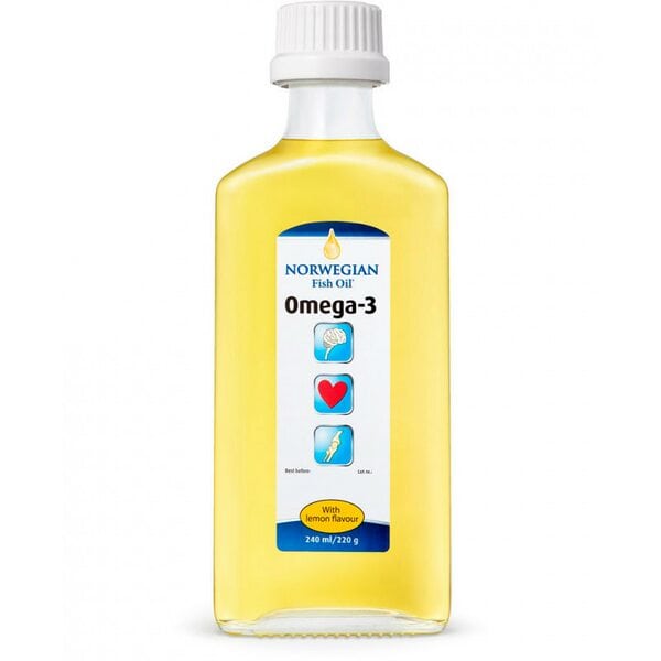 Масло Омега-3 со вкусом лимона Norwegian Fish Oil NFO, омега-3 масло Норвегиан Фиш Ойл, 240 мл
