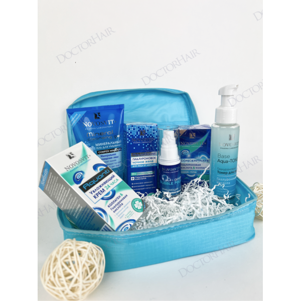 Купить Novosvit Подарочный набор женский "Aqua" / средства для длительного увлажнения кожи лица + travel-сумка фото 1