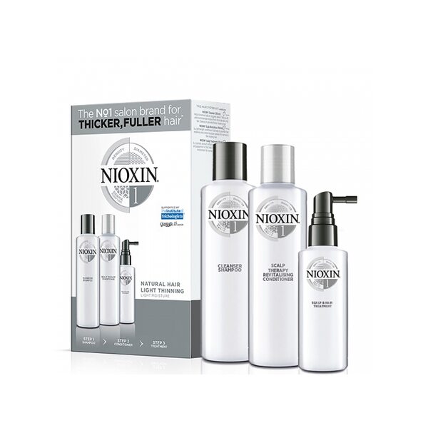 Купить Набор Система 1 Nioxin для натуральных волос с тенденцией к истончению (шампунь, кондиционер, маска) фото 