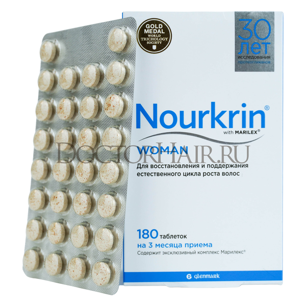 Витамины для восстановления и стимуляции волос Нуркрин для женщин, витамины Nourkrin для усиление роста имеющихся волос и стимуляции роста новых волос, 180 шт