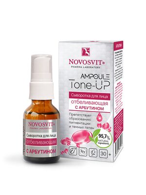Novosvit «Ampoule Tone-UP» Сыворотка для лица отбеливающая с Арбутином, против пигментации и пятен 25 мл