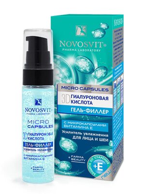 Novosvit Гель-филлер "3D гиалуроновая кислота" усилитель увлажнения, восстановление гладкости и упругости кожи лица, 30 мл
