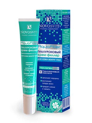 Novosvit Гиалуроновый крем-филлер "AquaFiller" для кожи вокруг глаз  для восстановления, увлажнения, разглаживания кожи лица, 20 мл