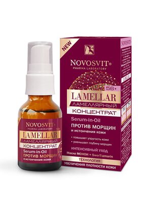Novosvit Ламеллярный концентрат "LA MELLAR" Serum-in-Oil против морщин и истончения кожи, антивозрастной, омолаживающий, для гладкости и упругости кожи лица, 25 мл
