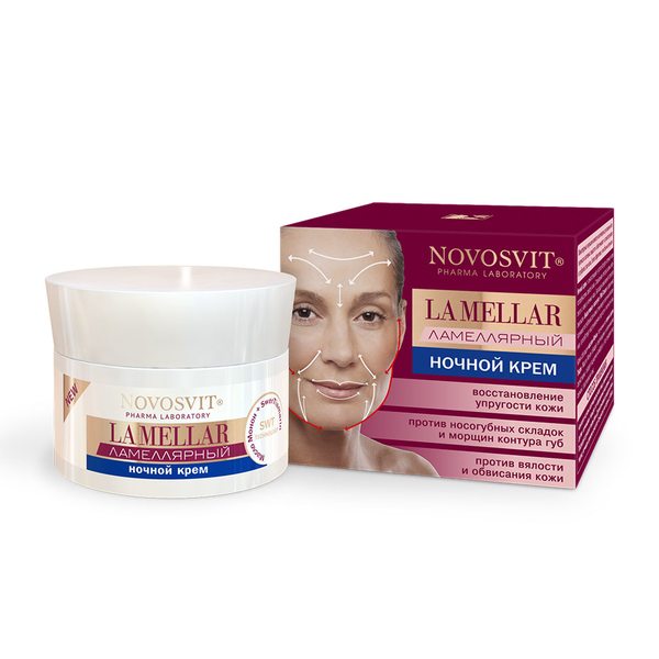 Novosvit Ламеллярный ночной крем "LA MELLAR" «восстановление упругости кожи», антивозрастной, омолаживающий, для гладкости и упругости кожи, 50 мл