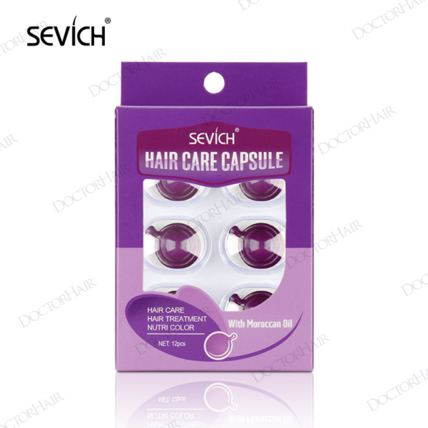 Sevich Капсулы для поврежденных волос с Марокканским маслом, интенсивное восстановление / фиолетовые, 12 шт