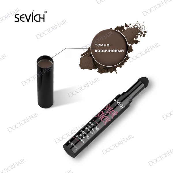Купить Sevich Маскирующий стик с пудрой для камуфляжа линии роста волос и пробора, 2 г, темно-коричневый фото 1