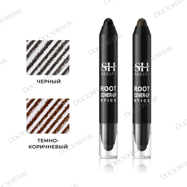 Купить Sevich Root Cover-Up Stick / Карандаш-загуститель для волос со спонжем, маскирует седину и выпадение, 3,8 г, черный фото 1