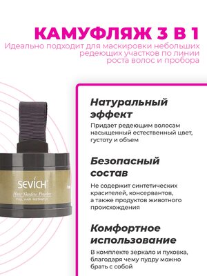 Sevich Пудра маскирующая для волос и бровей (блонд), 4 гр 1 Купить Sevich Пудра маскирующая для волос и бровей (блонд), 4 гр фото 1