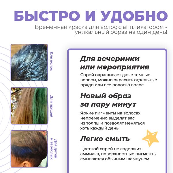 Купить Sevich Цветной спрей для временного окрашивания волос (зеленый), 30мл фото 1