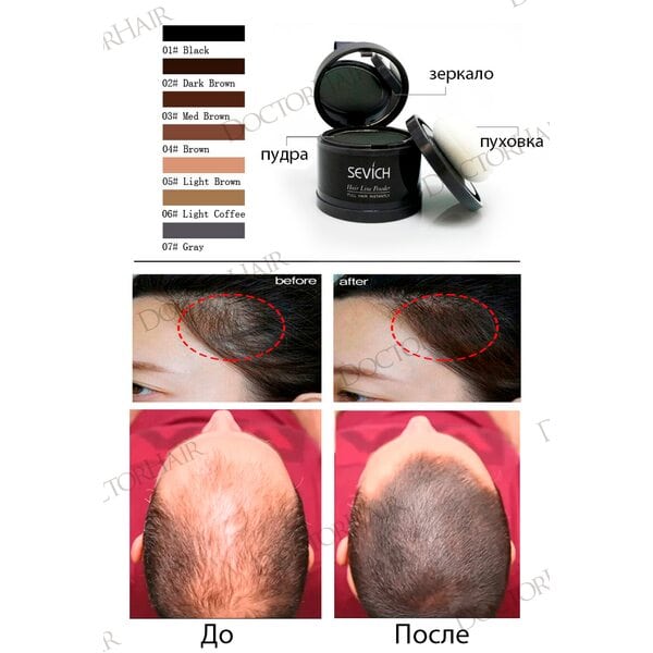 Купить Пудра маскирующая для волос и бровей Sevich (темно-коричневый), 4 гр фото 2