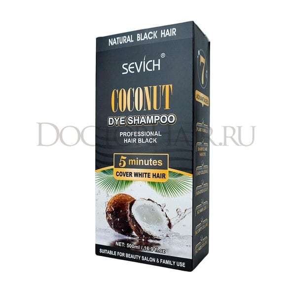 Купить Sevich Кокосовый красящий черный шампунь, 500 мл фото 10