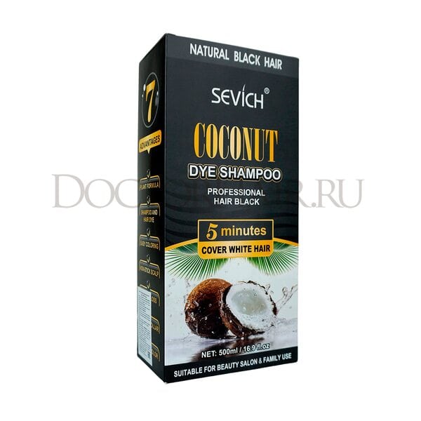 Купить Sevich Кокосовый красящий черный шампунь, 500 мл фото 11