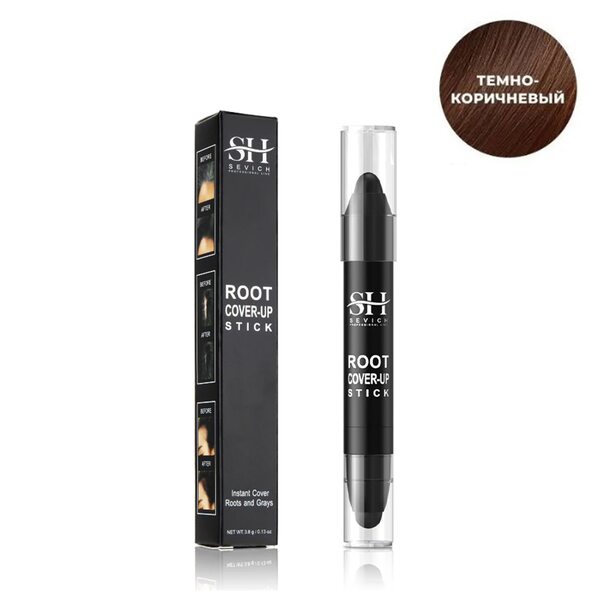 Купить Sevich Root Cover-Up Stick / Карандаш-загуститель для волос со спонжем, маскирует седину и выпадение, 3,8 г, темно-коричневый фото 