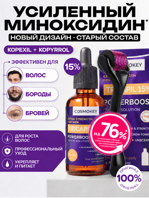Лосьон для роста волос Tricapil 15% + Мезороллер, комплект для более выраженного результата