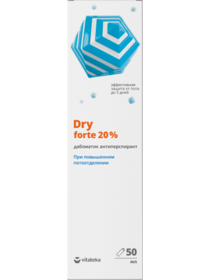 Витатека Драй Форте (Dry Forte) дабоматик от обильного потоотделения, антиперспирант против запаха пота 20% 50мл