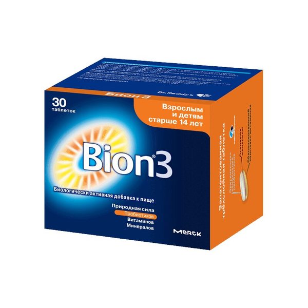 Бион 3, витаминно-минеральный комплекс с пробиотиками, 30 таблеток