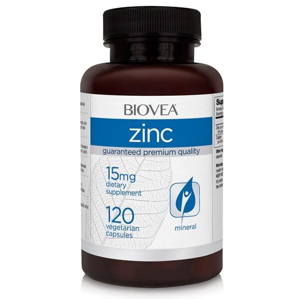 Витамины Biovea Цинк 15мг, витамины для укрепления и восстановления поврежденных волосы, 120 капс