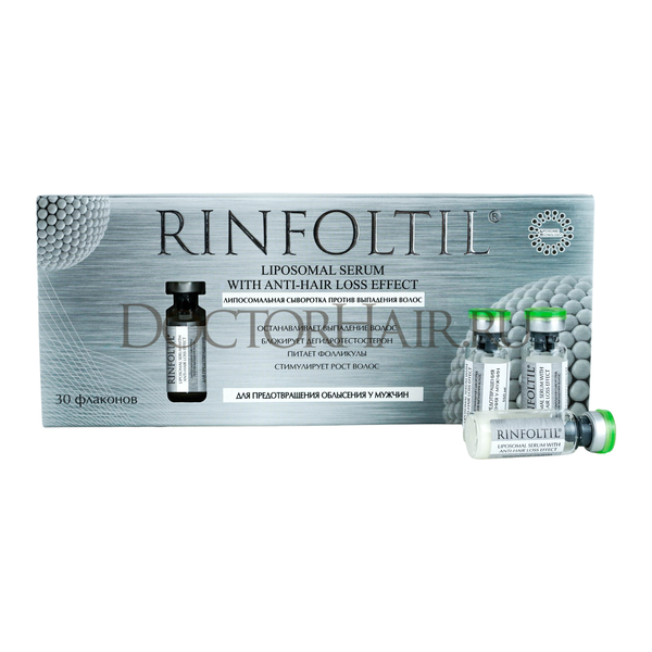 Купить Ринфолтил сыворотка липосомная п/выпадения волос для предотвращения облысения у мужчин, 30 флаконов фото 