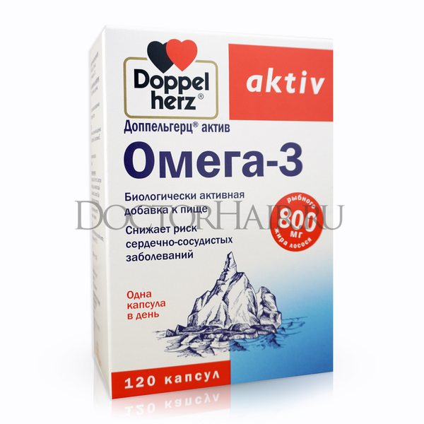 Купить Доппельгерц Актив Омега-3, жирные кислоты Omega для иммунитета, сердца, сосудов, 120 капсул фото 1