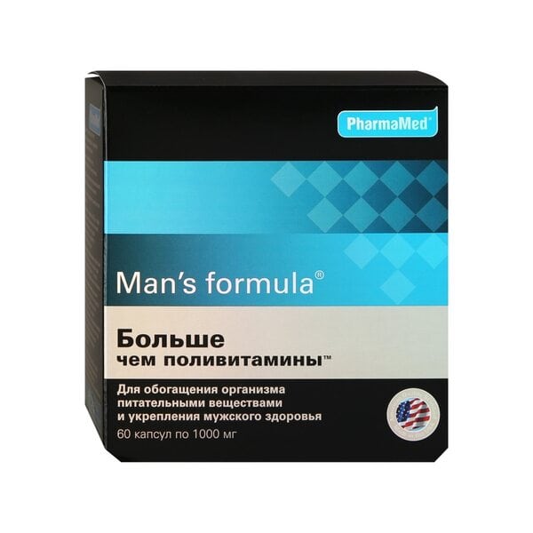 Витаминный комплекс Менс формула, больше чем поливитамины, витамины для мужчин Man's formula, витамины для улучшения метаболизма мужского организма, поддерживания уровня тестостерона, 60 шт