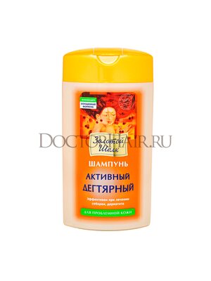Шампунь активный дегтярный для проблемной кожи волос Золотой Шелк от себореи и дерматита, 250 мл