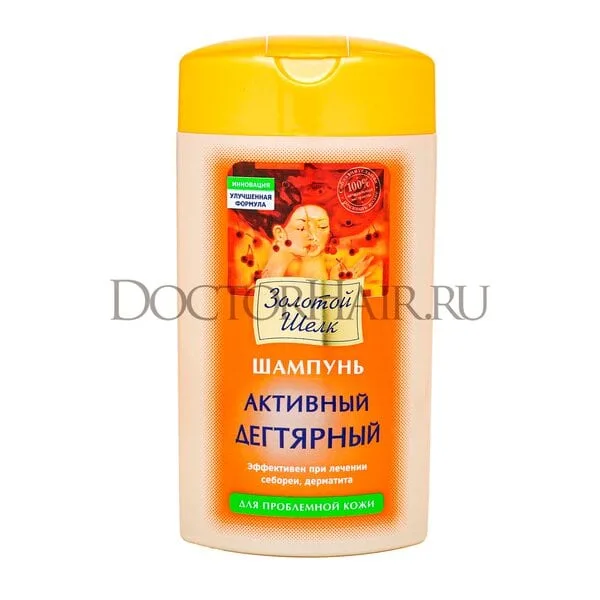 Купить Шампунь активный дегтярный для проблемной кожи "Золотой Шелк", 250 мл фото 